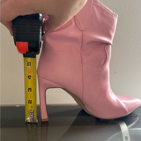 Pink Scrunch Ankle Booties Heels - Picture 16 of 16